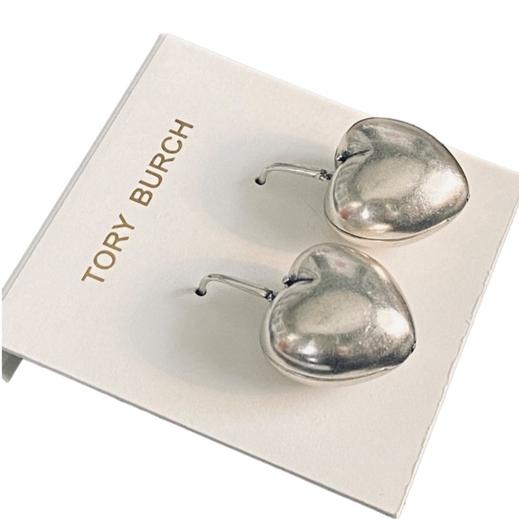 NEW Tory Burch SILVER Hidden Heart Locket Drop Earring Set $225 - Picture 4 of 13